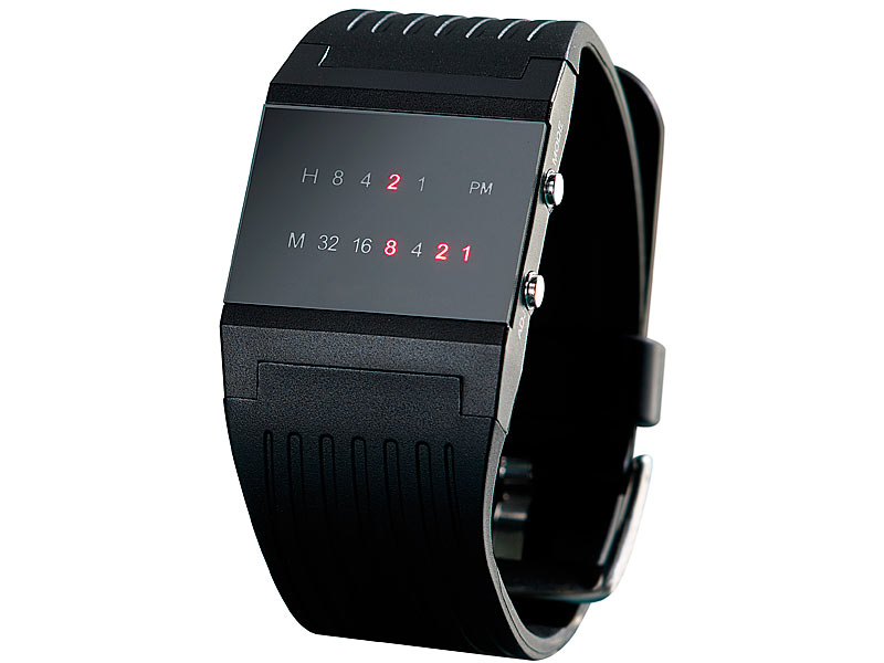 St. Leonhard Binär-Armbanduhr Future Line mit roter Anzeige, für Herren